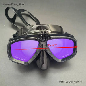 Professional Scuba Diving Mask with Camera Support - Tinted Tempered Glass Snorkeling Mask Pack In Black Zipper Box